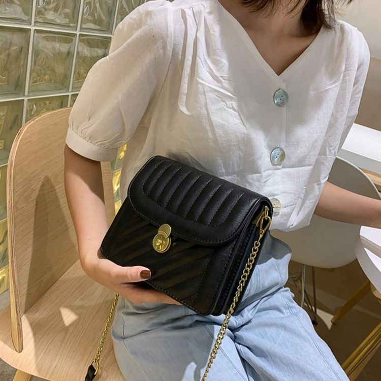 Sacos Crossbody Retângulo Com Corrente De Trava De Pu