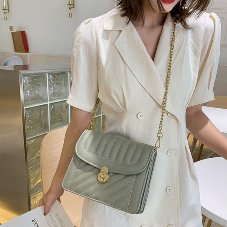 Sacos Crossbody Retângulo Com Corrente De Trava De Pu