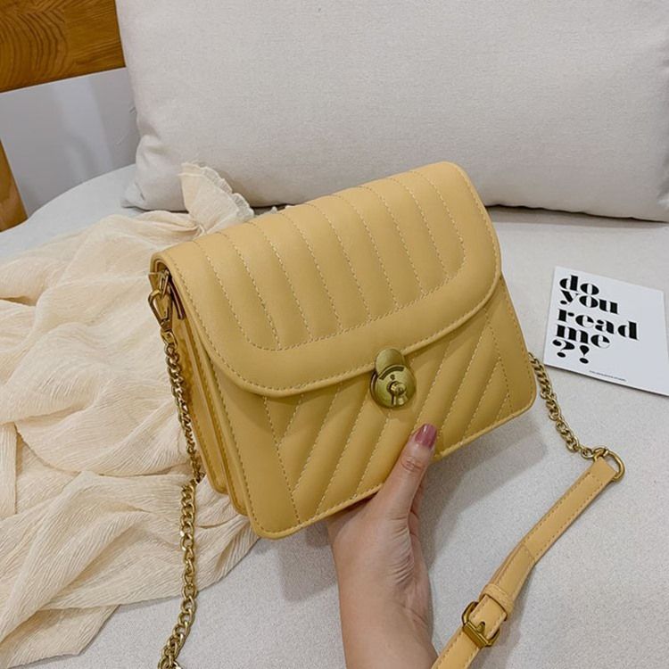 Sacos Crossbody Retângulo Com Corrente De Trava De Pu