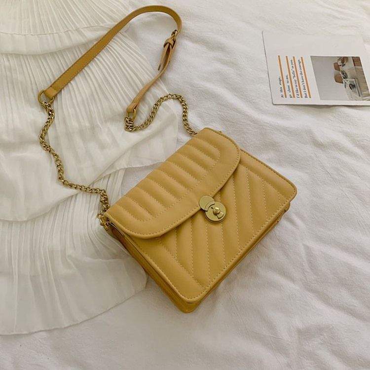 Sacos Crossbody Retângulo Com Corrente De Trava De Pu