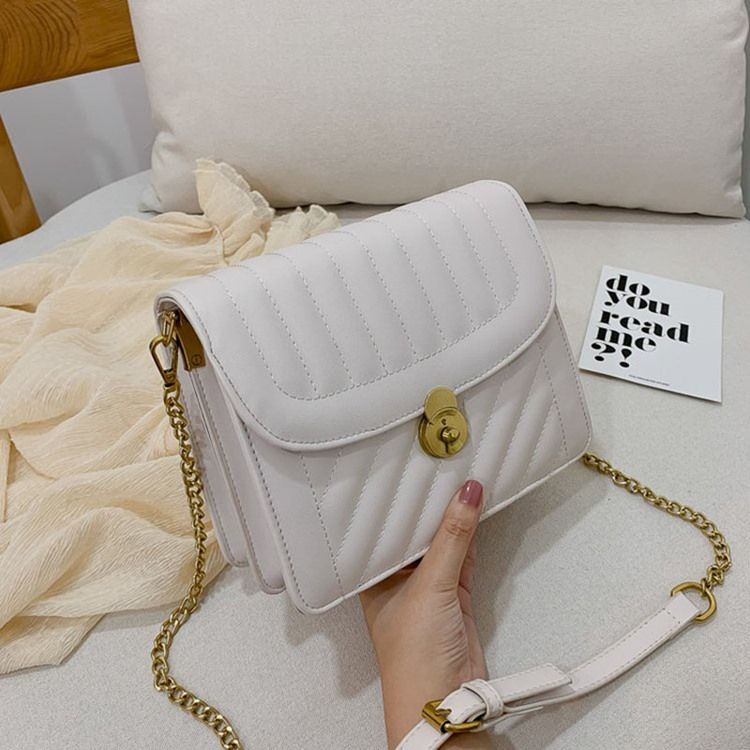 Sacos Crossbody Retângulo Com Corrente De Trava De Pu