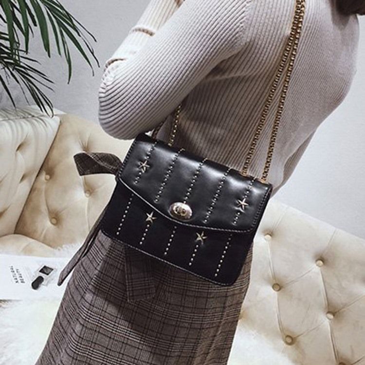 Sacos Crossbody Retângulo De Pu De Rebite
