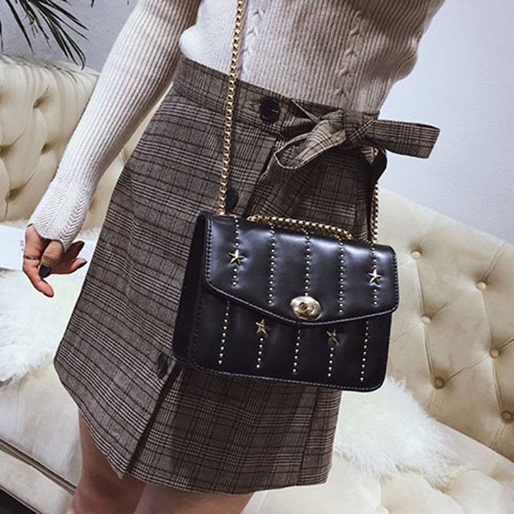 Sacos Crossbody Retângulo De Pu De Rebite