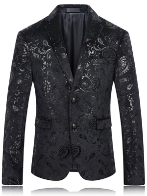 Blazer Casual Masculino Com Estampa De Lapela