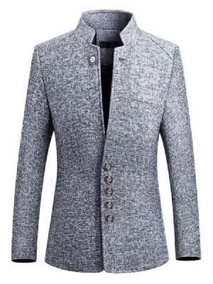 Blazer Jaqueta Masculina Simples Slim Fit Stand Collar