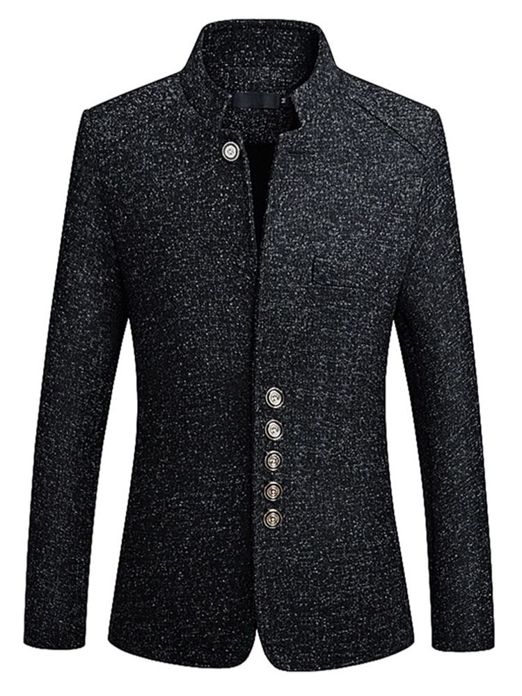 Blazer Jaqueta Masculina Simples Slim Fit Stand Collar