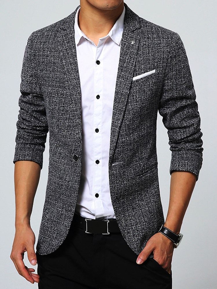 Blazer Lazer Masculino Liso Esguio Pequeno Fit Com Entalhe Lapela Básica Tamanho Pequeno