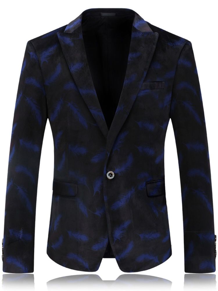 Blazer Masculino Com Estampa De Penas Vogue Claasic One Button