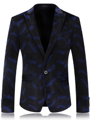 Blazer Masculino Com Estampa De Penas Vogue Claasic One Button