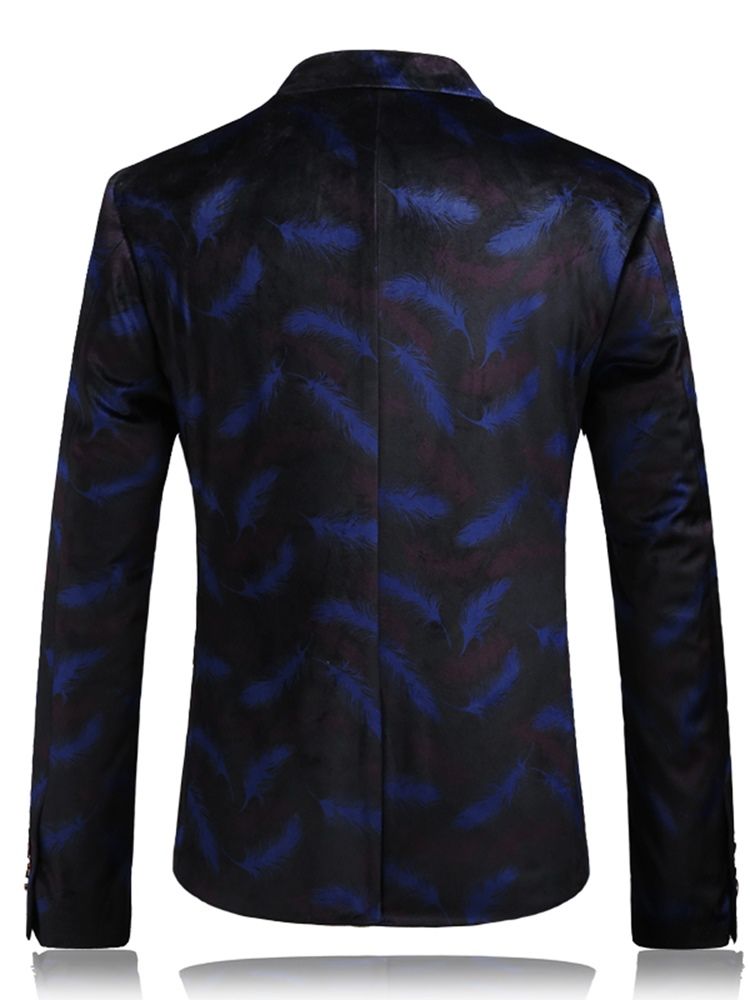 Blazer Masculino Com Estampa De Penas Vogue Claasic One Button