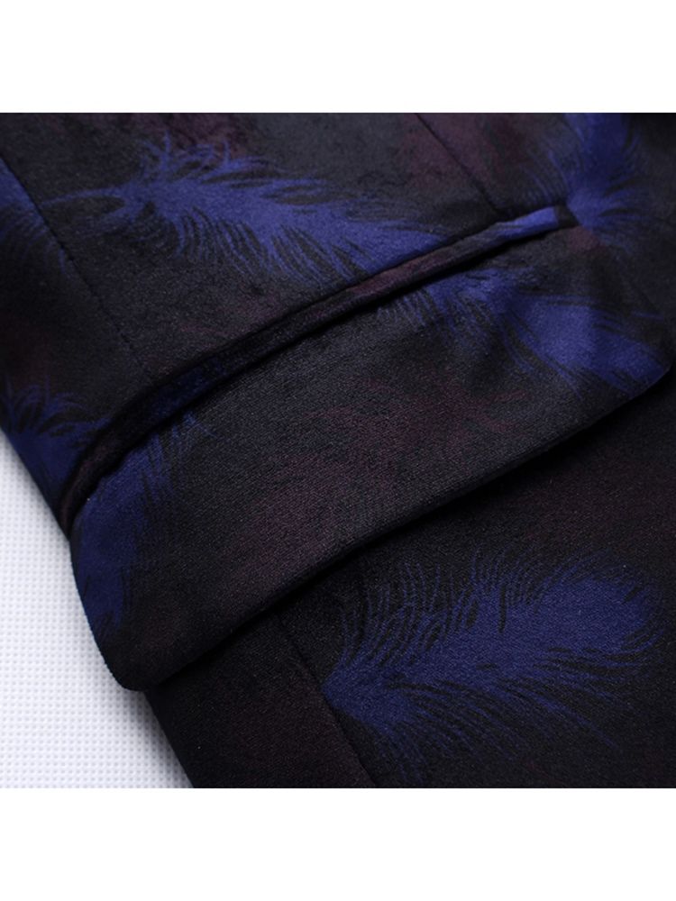 Blazer Masculino Com Estampa De Penas Vogue Claasic One Button