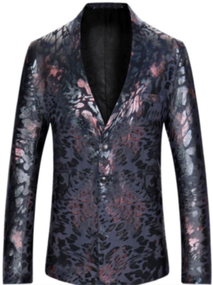 Blazer Masculino Com Estampa Vintage De Lapela Entalhada