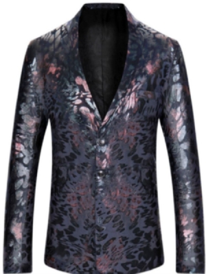 Blazer Masculino Com Estampa Vintage De Lapela Entalhada
