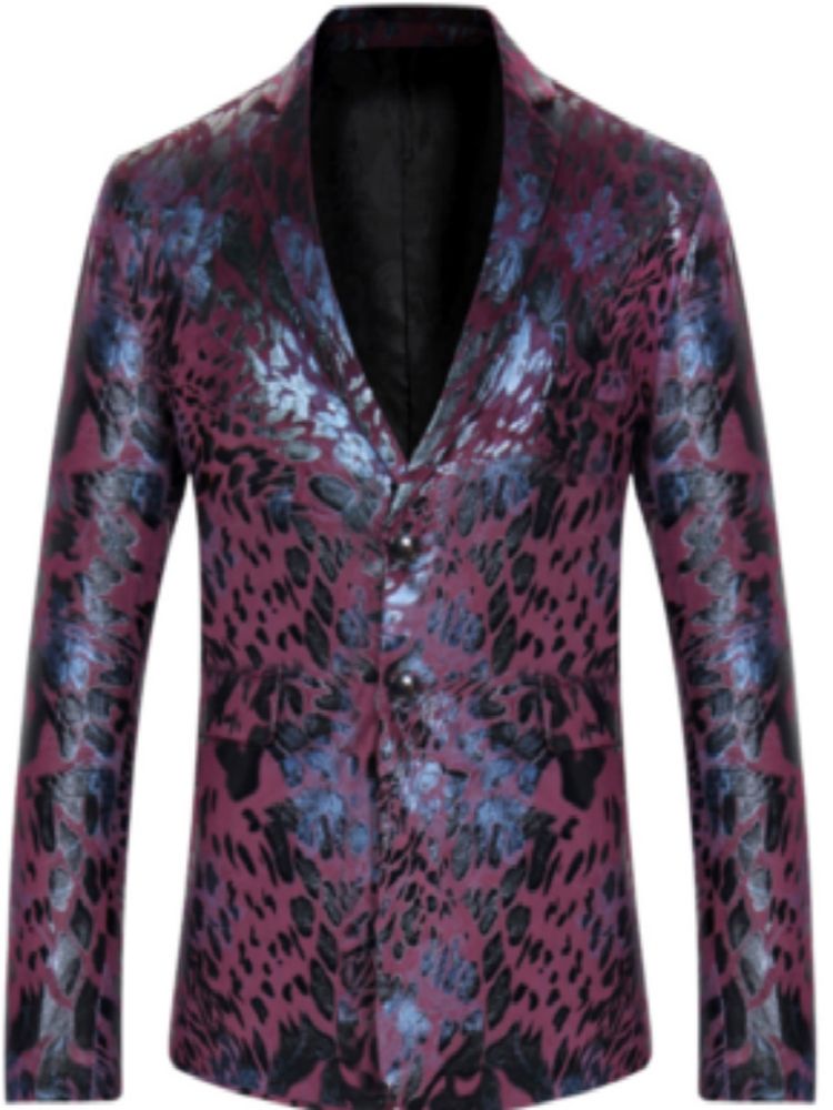 Blazer Masculino Com Estampa Vintage De Lapela Entalhada