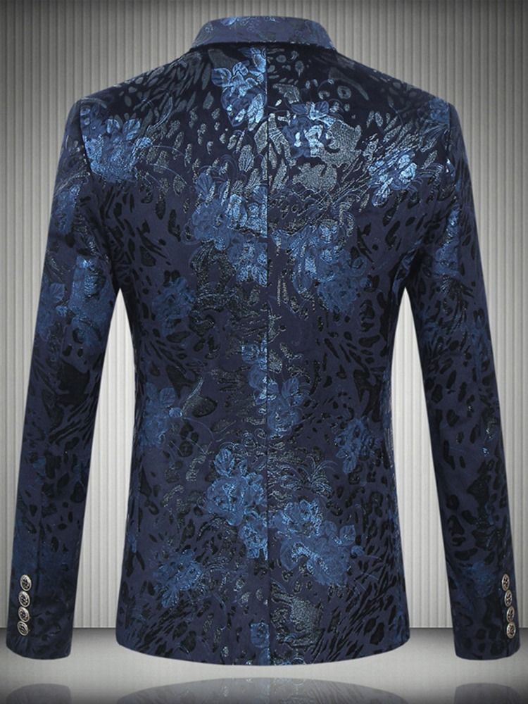 Blazer Masculino Com Estampa Vintage De Lapela Entalhada