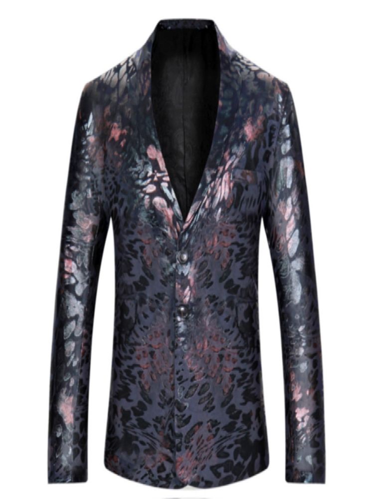 Blazer Masculino Com Estampa Vintage De Lapela Entalhada