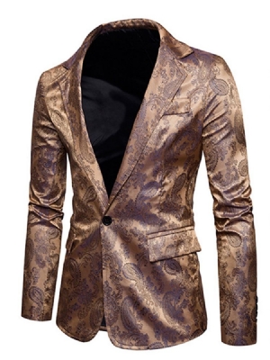 Blazer Masculino Com Lapela Slim Fit Com Estampa De Bolso Entalhada