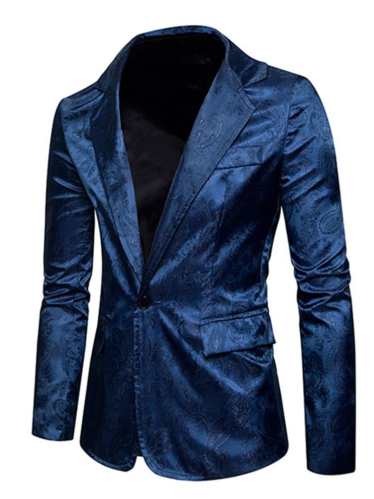 Blazer Masculino Com Lapela Slim Fit Com Estampa De Bolso Entalhada