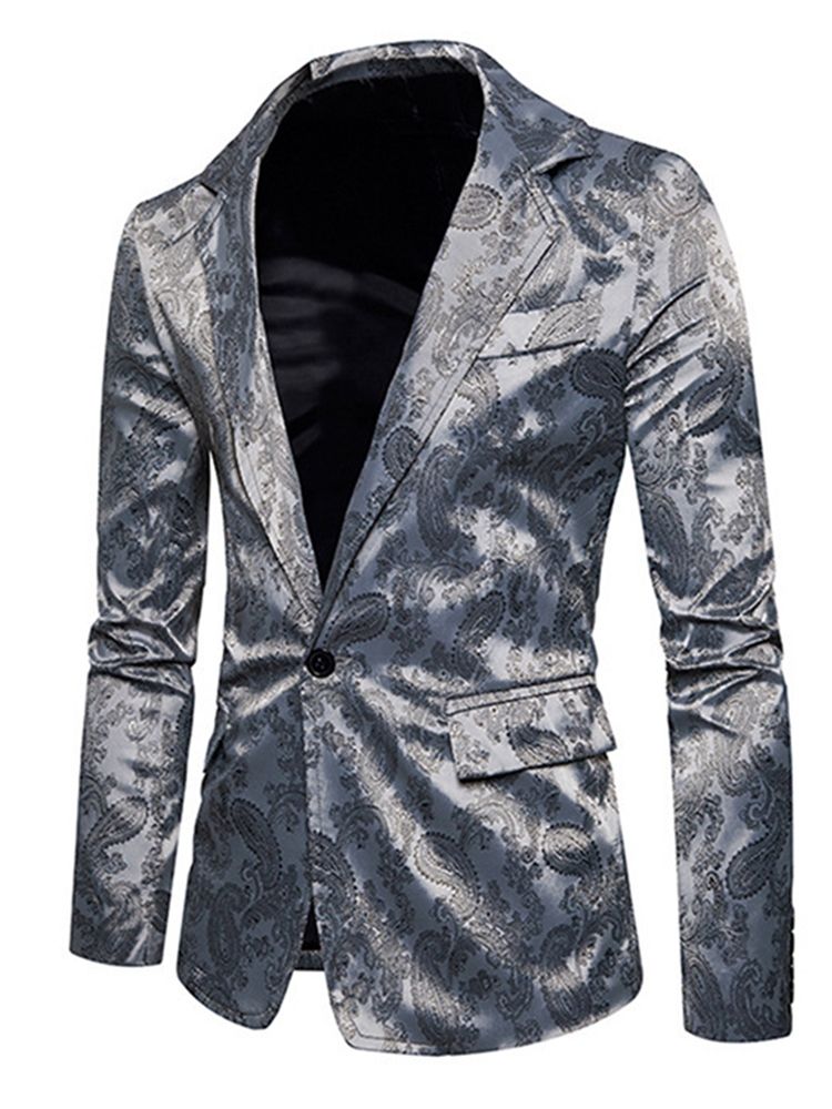 Blazer Masculino Com Lapela Slim Fit Com Estampa De Bolso Entalhada