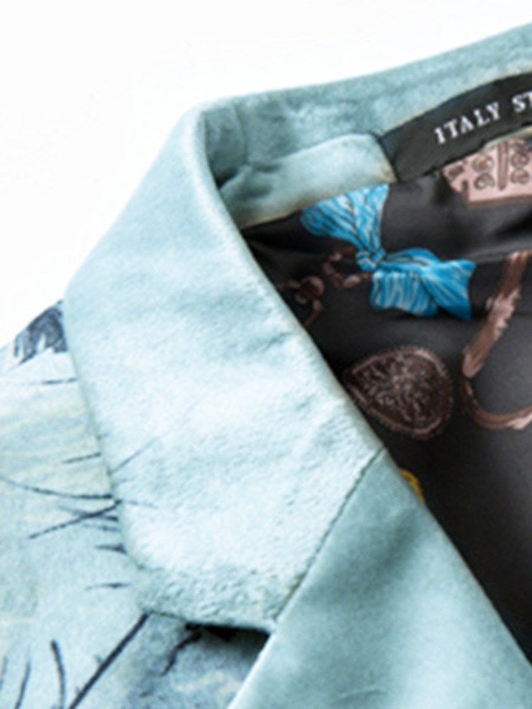 Blazer Masculino De Peito Único 3d Peacock Print Vogue Clássico