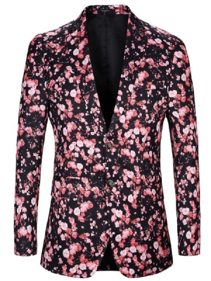 Blazer Masculino De Peito Único Com Estampa Floral