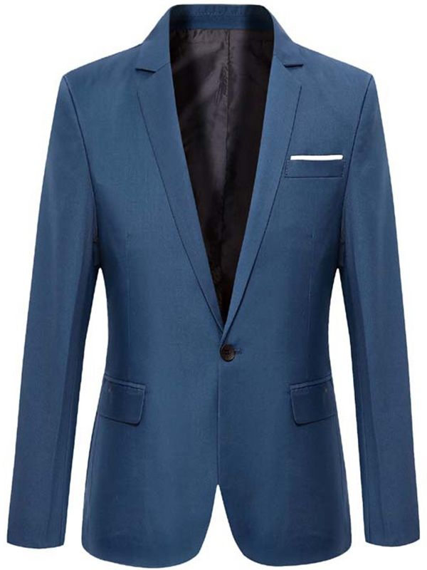 Blazer Masculino Slim Com Um Botão Vogue Cor Sólida