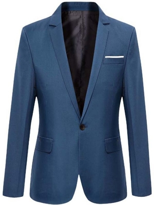 Blazer Masculino Slim Com Um Botão Vogue Cor Sólida