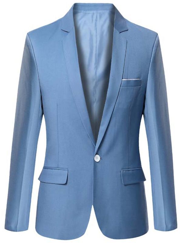 Blazer Masculino Slim Com Um Botão Vogue Cor Sólida