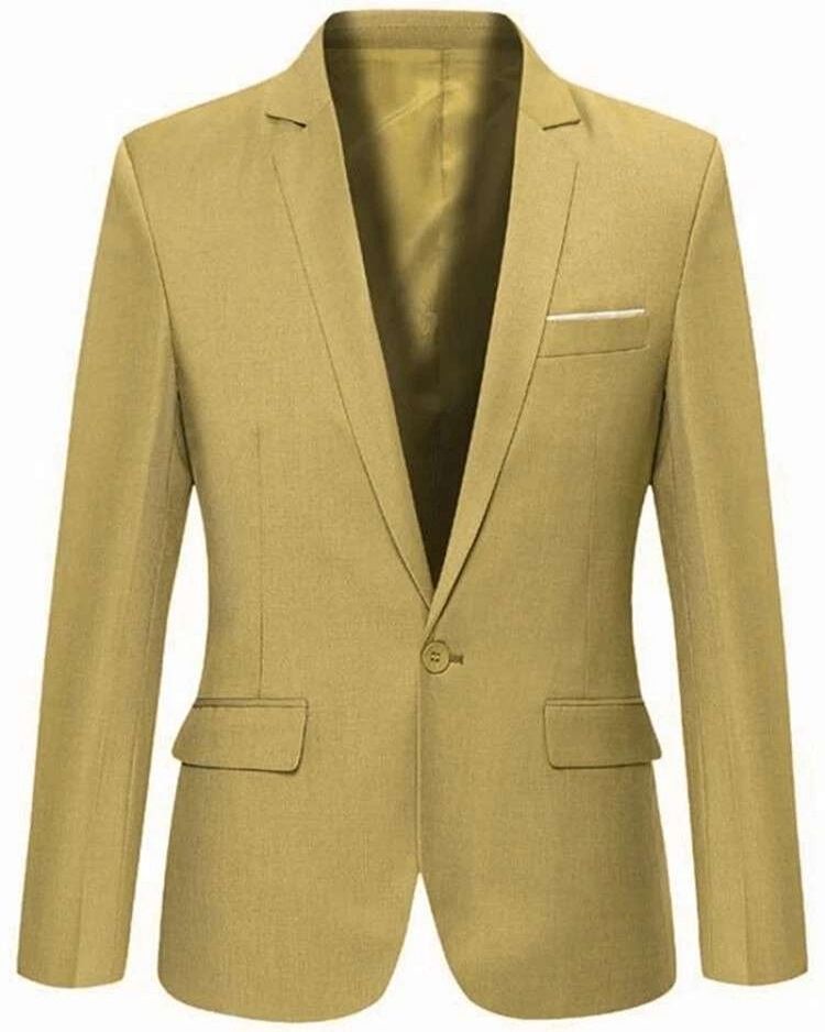 Blazer Masculino Slim Com Um Botão Vogue Cor Sólida
