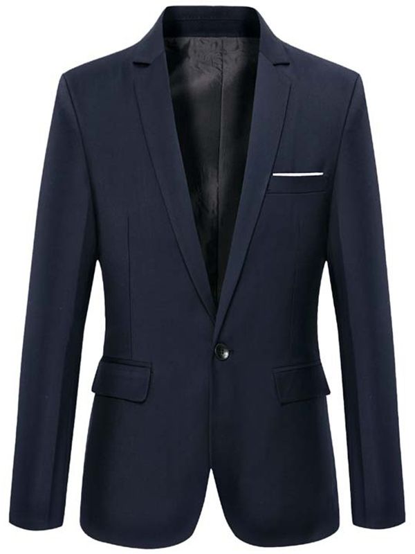 Blazer Masculino Slim Com Um Botão Vogue Cor Sólida