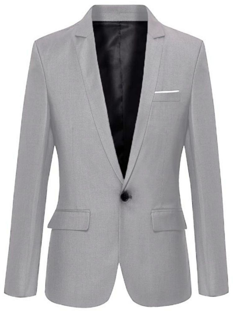 Blazer Masculino Slim Com Um Botão Vogue Cor Sólida
