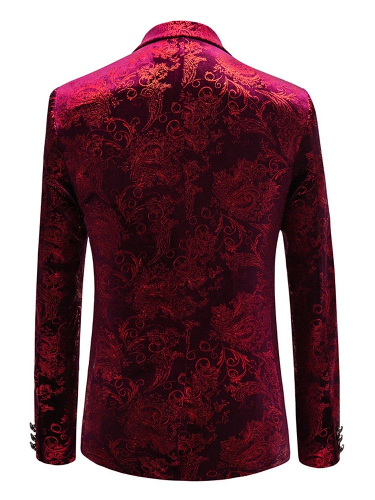 Blazer De Smoking Masculino Com Estampa Fina Lapela Estampada