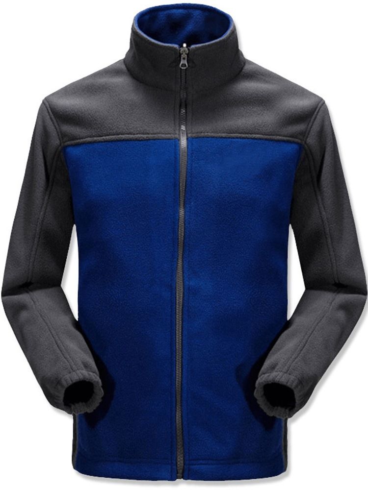 Bloqueio De Cor Estilo Grosso Estilo Gola Casual Jaqueta Masculina