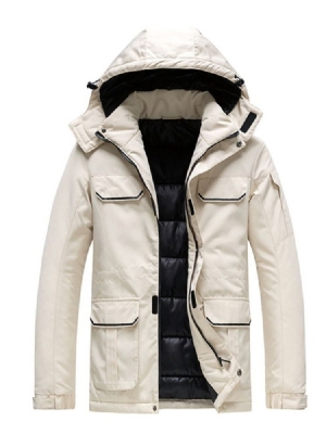 Casaco Acolchoado Masculino Casual Com Capuz E Zíper