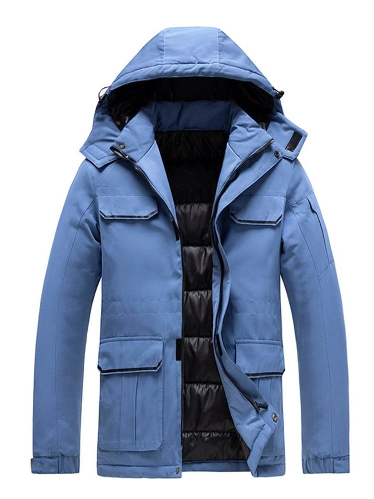 Casaco Acolchoado Masculino Casual Com Capuz E Zíper