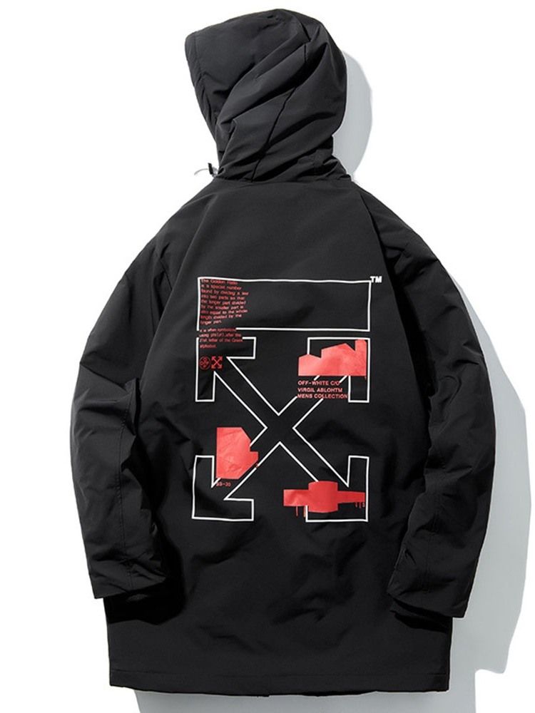 Casaco Acolchoado Masculino Com Capuz E Grande Bolso Com Zíper Casual