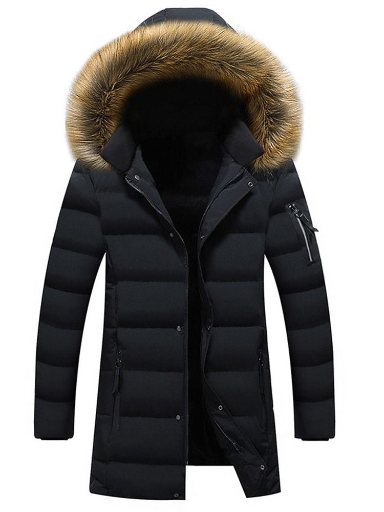 Casaco Acolchoado Masculino Com Capuz Patchwork Com Zíper Casual