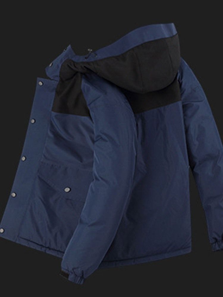 Casaco Acolchoado Masculino Com Zíper Com Capuz E Zíper Padrão Casual