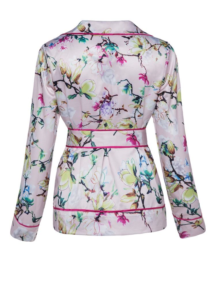 Casaco Feminino Com Estampa Floral De Lapela Entalhada