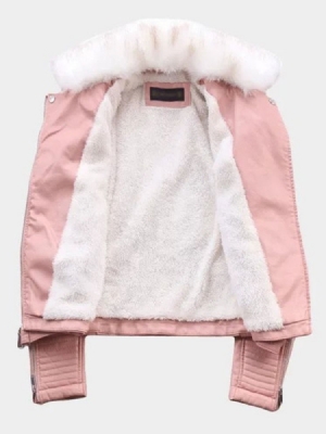 Casaco Feminino Com Zíper Fino Pu Primavera Pu
