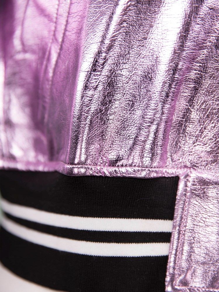 Casaco Feminino Com Zíper Com Gola Listrada De Pu