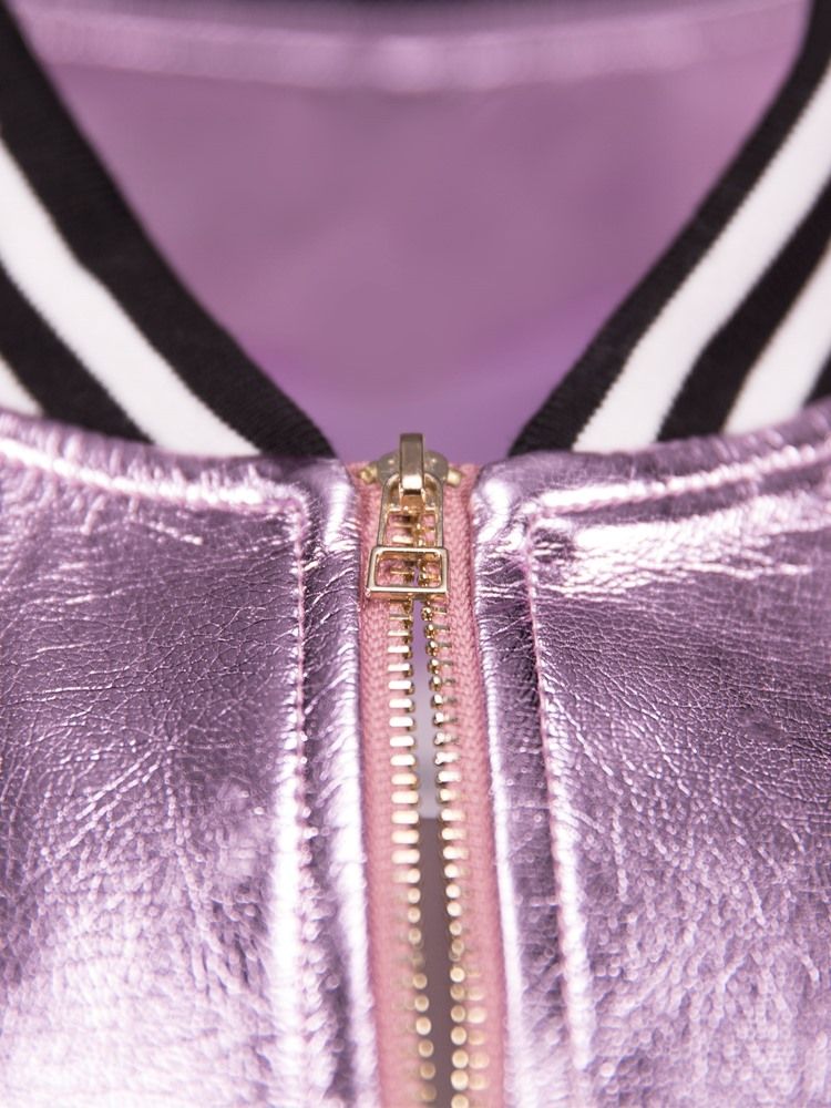 Casaco Feminino Com Zíper Com Gola Listrada De Pu