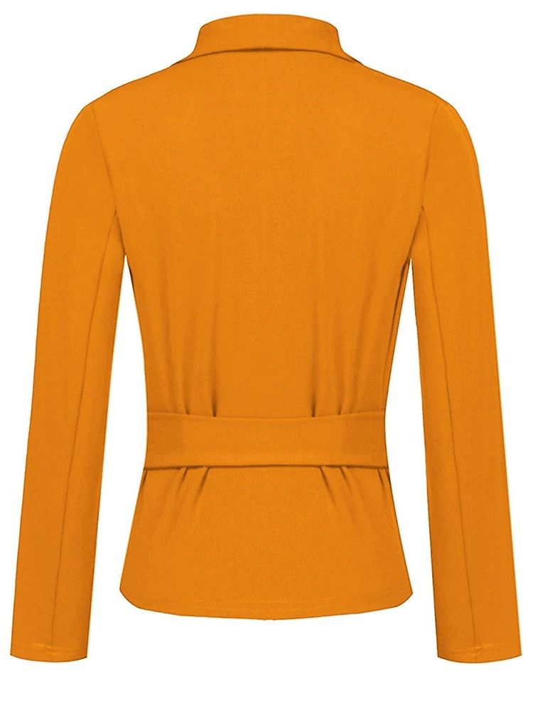 Casaco Feminino Magro Com Lapela Lisa De Mangas Compridas