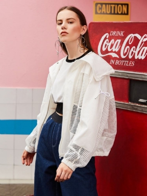 Casaco Feminino Slim Com Zíper Oco Em Patchwork