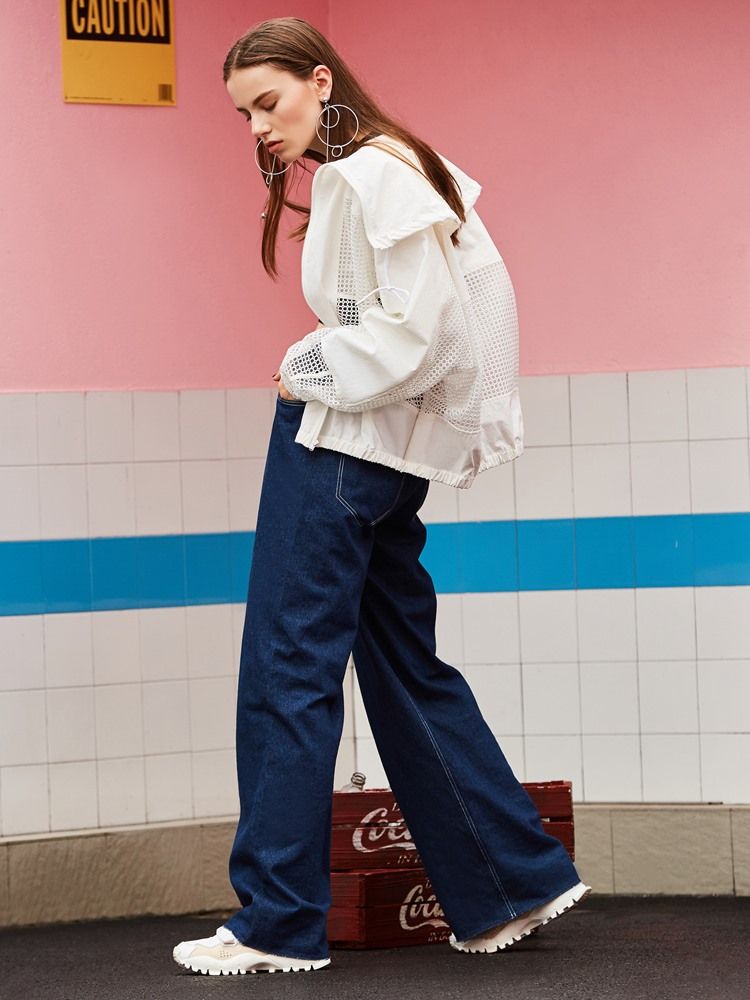 Casaco Feminino Slim Com Zíper Oco Em Patchwork