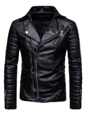Casaco Fino De Lapela Lisa Plissada Masculina De Pu