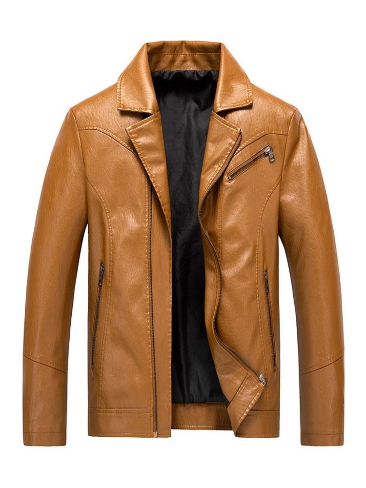 Casaco Liso Masculino Com Zíper De Lapela