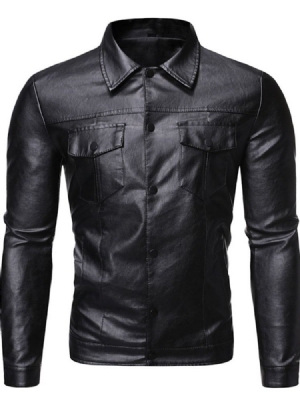 Casaco Masculino Casual Com Botão De Lapela Liso Com Peito Único