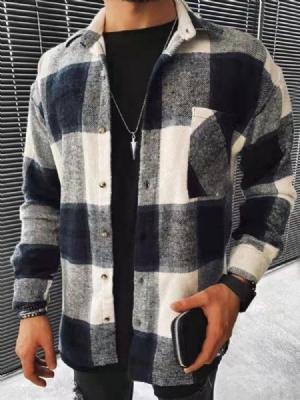 Casaco Masculino Casual De Lapela Xadrez