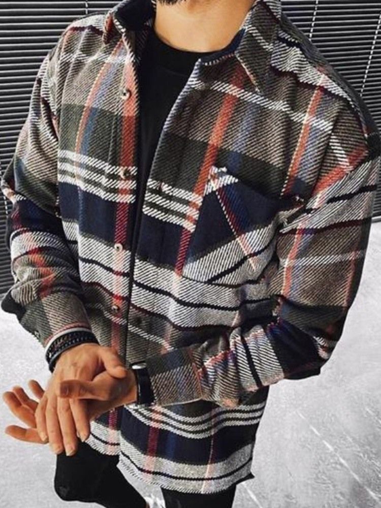 Casaco Masculino Casual De Lapela Xadrez